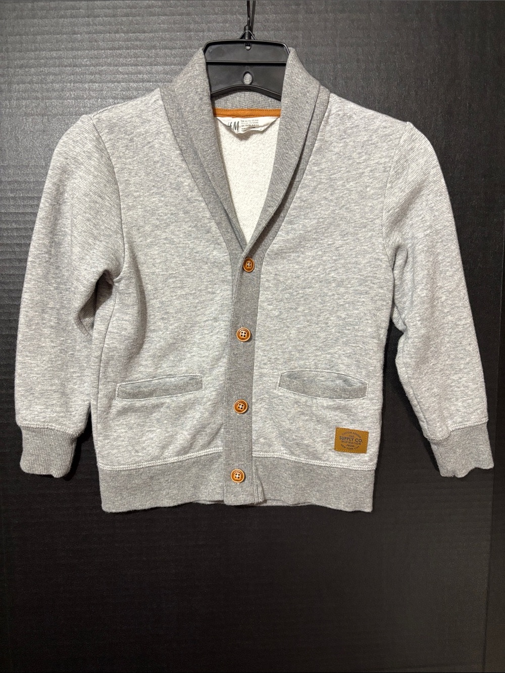 H&M Boys Light Gray Shawl Collar Cardigan